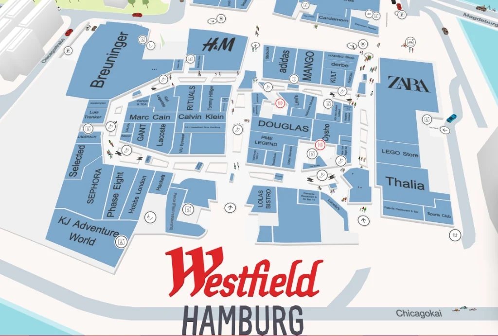 Lageplan ElbAlm im Obergeschoss, Westfield Hamburg-Überseequartier